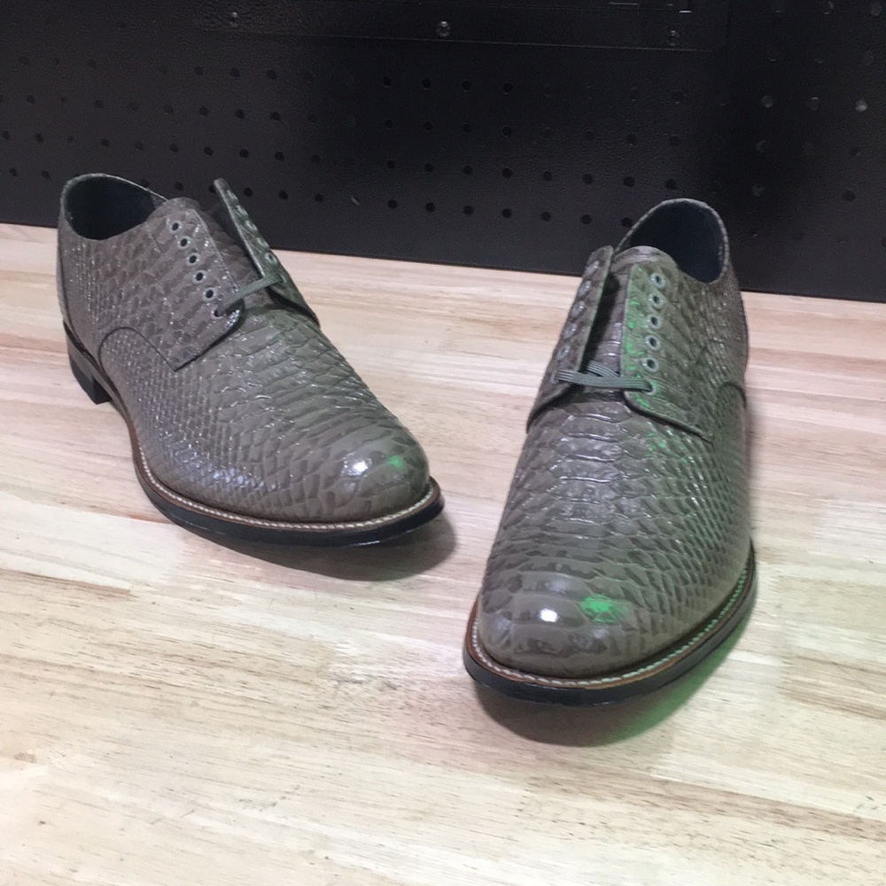 New WB Stacy Adams Men's Taupe Textured Dress Oxfords - Picture 2 of 8